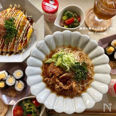豚肉の梅ダレ炒めそうめん♪