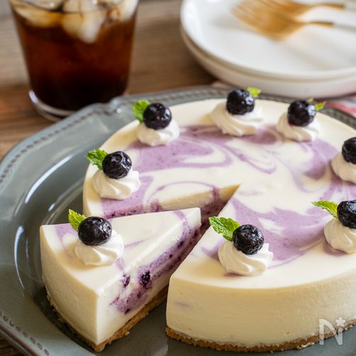 【ブルーベリーレアチーズケーキ】オーブン不要！お祝いにも！