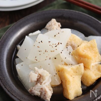 圧力鍋で加圧1分!大根と揚げの旨塩ニンニク煮