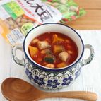 【食べるスープ】ヘルシー◎かぼちゃと大豆のトマトスープ