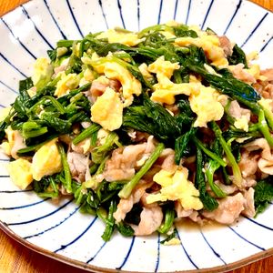 michuの作ってみた!投稿(ほうれん草と卵と豚肉の《とろ～りあんかけ炒め》)