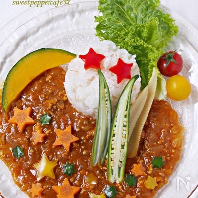 七夕カレー☆キラキラ星のカレー(´艸｀*)