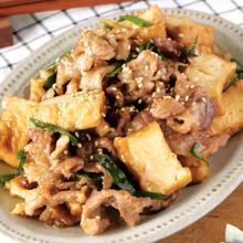 【レンジで5分】ごはんがすすむ💛豚コマと揚げ豆腐の甘辛ダレ