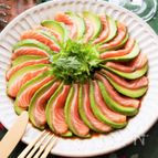 簡単おつまみ【サーモンとアボカドの和風カルパッチョ】
