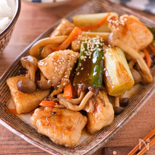 【鶏むね肉と長ねぎのバタポン照り焼き】ご飯に合うお手軽おかず
