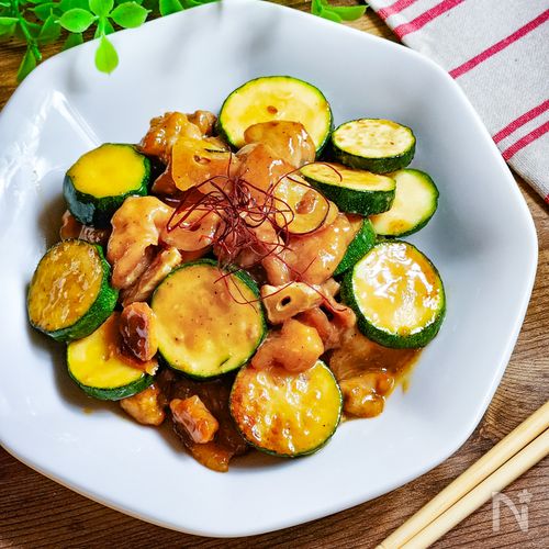 豚肉とズッキーニの甘辛ガリマヨ炒め