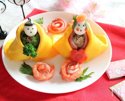 五目寿司で茶巾びな