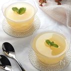ホエイと桃缶シロップでぷるぷる桃ゼリー。