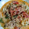 ゆみの作ってみた!投稿(トマトとひき肉のピリ辛ミルクうどん【飲む干す美味しさ♪】)