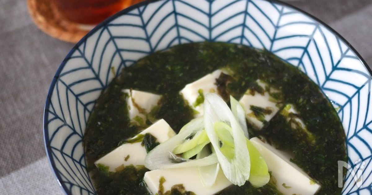 レンチンで即効1品！あおさ豆腐汁
