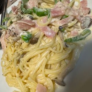 meguの作ってみた!投稿(生クリーム不使用！豆乳レモンクリームパスタ)
