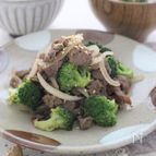 牛肉とブロッコリーのオイマヨ炒め