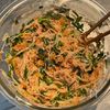 余った素麺でカリカリおつまみ「ニラとキムチのそうめんチヂミ」の工程1