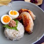 グリル手羽先とたたき梅のだしかけご飯