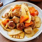 『酢豚風☆肉団子とたけのこの甘酢あん』揚げずにフライパンで☆