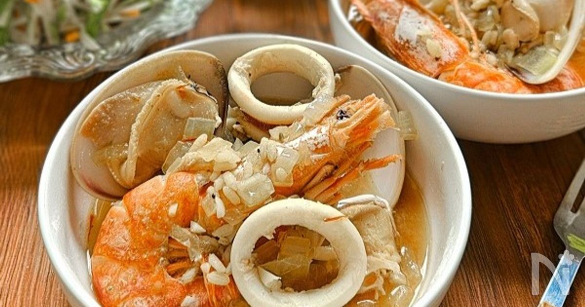 プエトリコ島の漁師のスープ☆ソパ デ アロス イ マリスコス