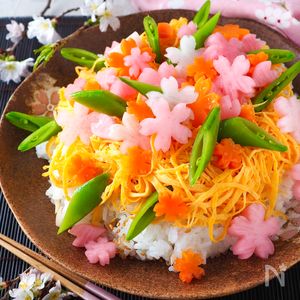 桜が咲いたお花見ちらし寿司】冷蔵庫にあるもので簡単に | レシピ