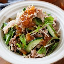 『牛しゃぶと水菜の新玉ドレサラダ』シャキシャキ♪さっぱり☆