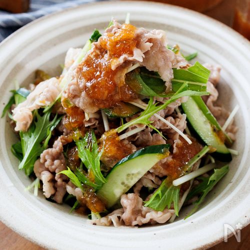 『牛しゃぶと水菜の新玉ドレサラダ』シャキシャキ♪さっぱり☆
