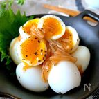 うずらはこれが美味しい♡【半熟うずらのなめ茸がけ】