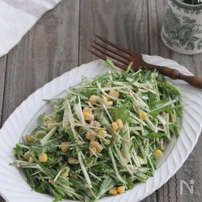 抱えて食べたい　水菜とツナのデリサラダ