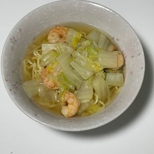 しんやの作ってみた!投稿(ピリッと「白菜と海老のあんかけラーメン」)