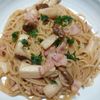 よっこの作ってみた!投稿(エリンギとベーコンのバター醤油パスタ)