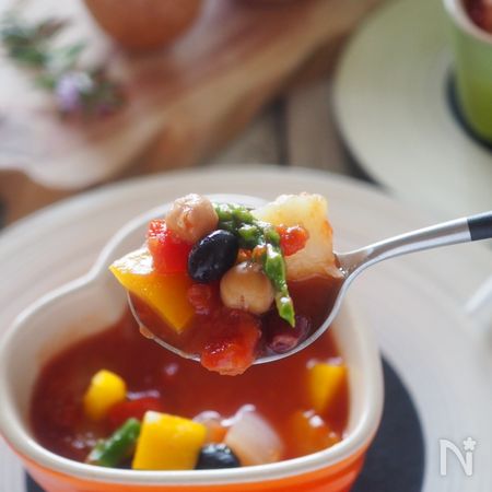 10分で出来る お豆たっぷり簡単ミネストローネ 缶詰ダブル By 道添明子 あーぴん レシピサイト Nadia ナディア プロの料理家のおいしいレシピ