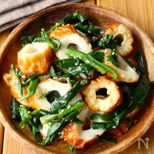 レンジで5分!【ちくわとニラの中華風サラダ】胡麻油香る♩