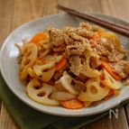 すし酢で簡単！＊豚バラ入りれんこんとにんじんの甘酢きんぴら＊