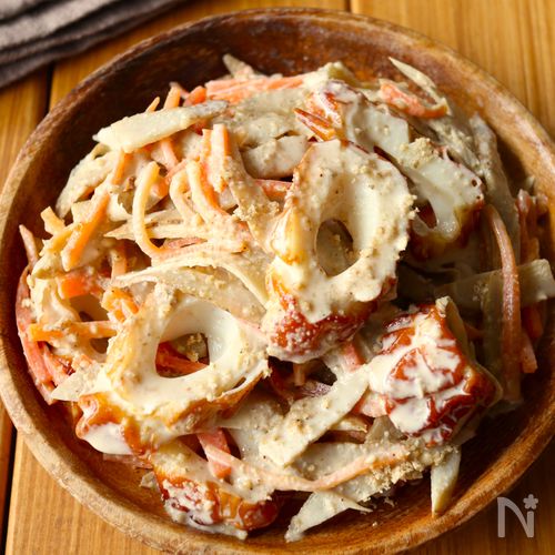 レンジで5分!【ちくわとごぼうの和風胡麻マヨサラダ】
