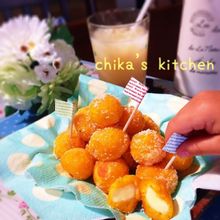もっちもち♪チーズinポンデ風ひとくち野菜ドーナツ♡
