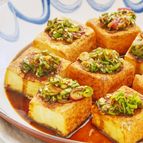厚揚げ焼きの香味甘辛酢タレ