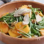 デパ地下にはもう寄らない！水菜と柿とチキンのデリ風サラダ