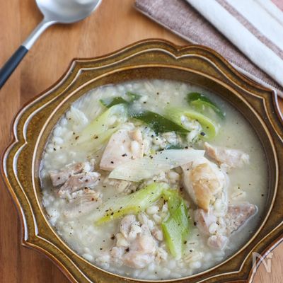 ダイエット◎もち麦の鶏塩こうじスープ