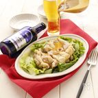 蒸し鶏のからし味噌だれがけ