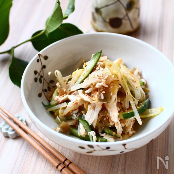 ささみともやしのピリ辛ザーサイあえ　【レンジ・作り置きＯＫ】