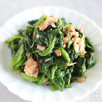 和えるだけでボリューム副菜♪「ほうれん草のさば味噌和え」