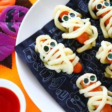 【ハロウィンレシピ】揚げうどんウインナーのミイラ