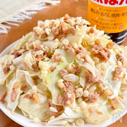 〖包丁も火も不要〗5分であと1品！ツナ天かすポン酢キャベツ