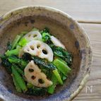 シャキシャキ！小松菜と蓮根のピリ辛和え
