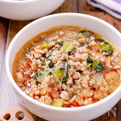 【担々スープ春雨】うま辛♡つるんと美味しい♬満腹スープ◎