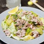 【豚しゃぶレタスの塩レモンサラダ】にんにく×塩レモンが最強！