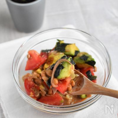 トマトとアボカドの納豆和え＊