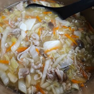 こころの作ってみた!投稿(とろ〜り美味しい♡『豚肉と白菜と崩し豆腐のとろみスープ』)
