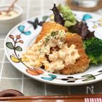 オーロラタルタルで食べる鮭フライ