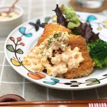 オーロラタルタルで食べる鮭フライ