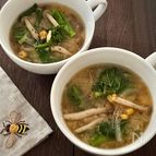 コク旨！《菜の花としめじの味噌バタコーンスープ》