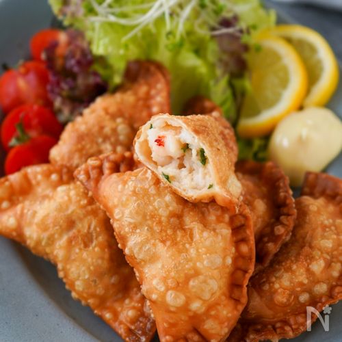 ザクッふわ♡『はんぺん海老揚げ餃子』簡単美味♡ボリューム満点