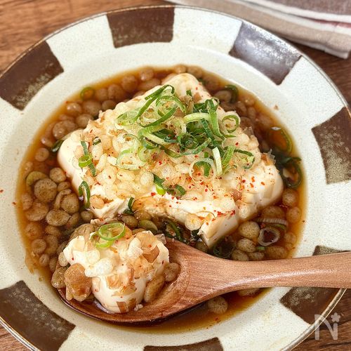 【あったか揚げ玉お豆腐】3分で完成!